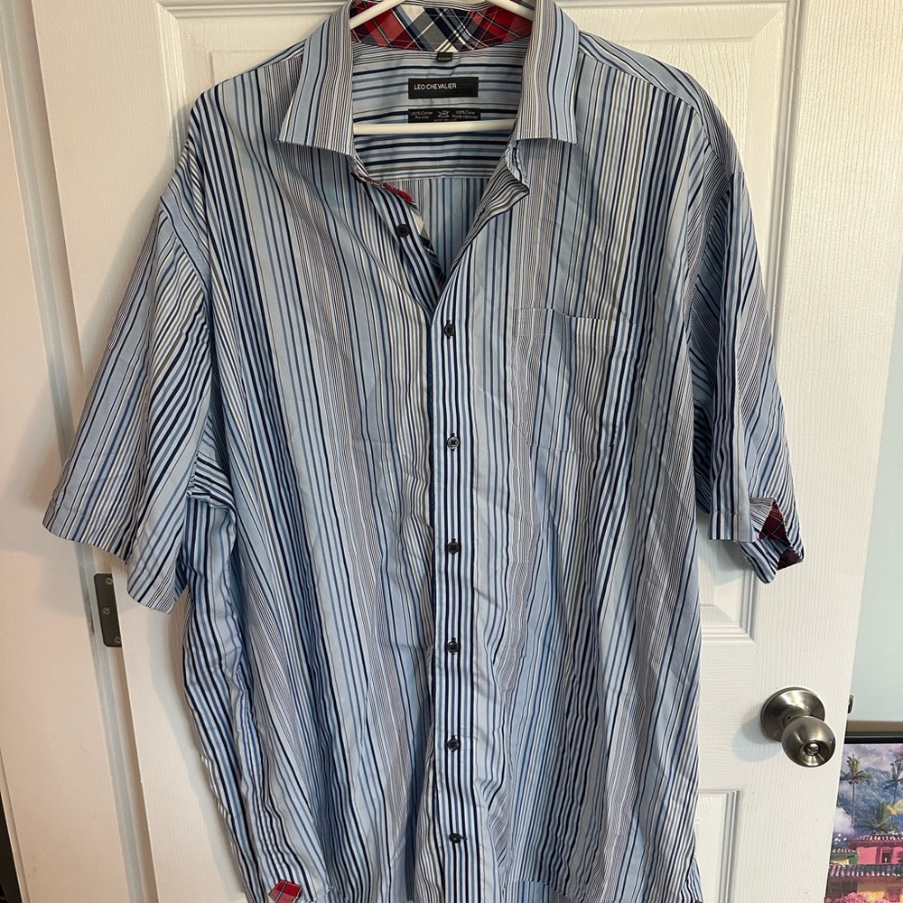 Blue Striped Casual Button Down Shirt